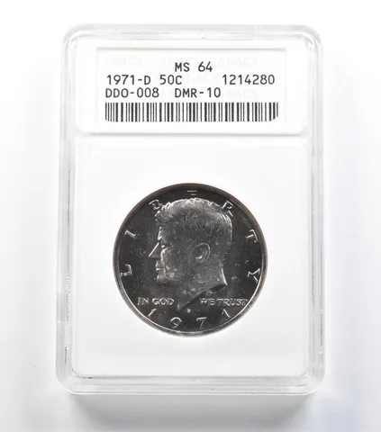 1971-D Kennedy Half Dollar DDO-008 DMR-10 MS64 ANACS a1465