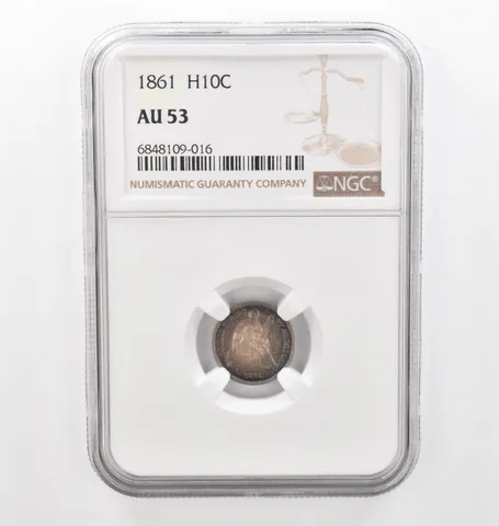 1861 Seated Liberty Half Dime AU53 NGC Beautiful Tone *2187