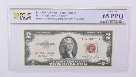 1953 $2 US Legal Tender Fr#1509 Gem Unc 65 PPQ PCGS