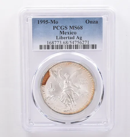 1995 Mo Mexico 1 Onza Silver Libertad MS68 PCGS Beautiful Tone *8948