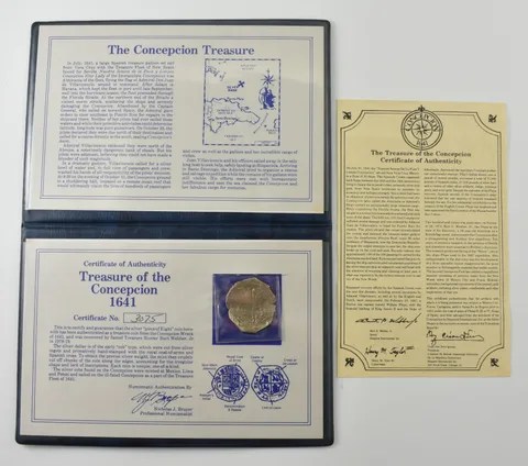 1641 Spain 8 Reales Silver Cob Concepcion Shipwreck W/ CoA *9132
