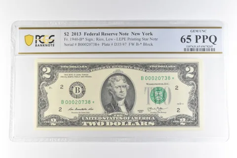 2013 $2 New York NY FRN Fr#1940-B* LEPE Printing Star Note Unc 65 PPQ PCGS *0664