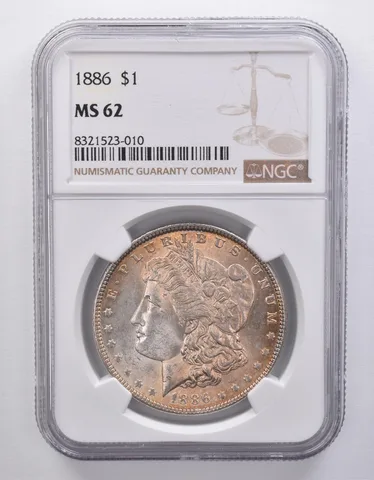 1886 Morgan Silver Dollar MS62 NGC Beautiful Tone *7171