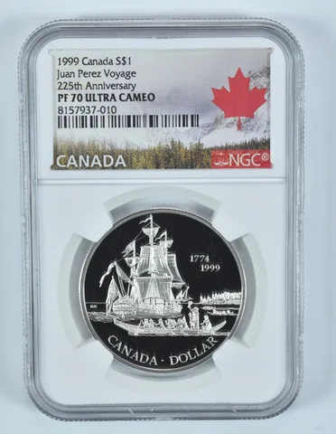 1999 Canada Silver Dollar Juan Perez Voyage PF70 UCAM NGC