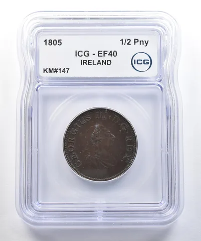 1805 Ireland Half Penny KM#147 EF40 ICG *7780