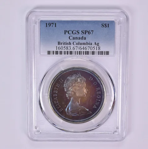 1971 Canada 1 Dollar Silver British Columbia SP67 PCGS Beautiful Tone *1499