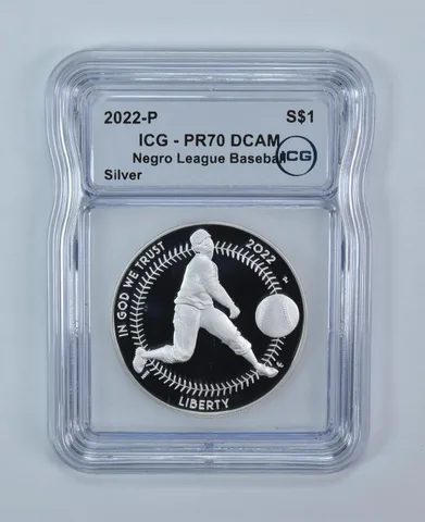 2022-P Negro League Baseball Commemorative Silver Dollar PR70 DCAM ICG