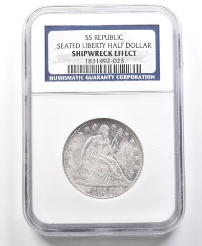 1858-O Seated Liberty Half Dollar SS Republic Shipwreck Effect NGC *4287