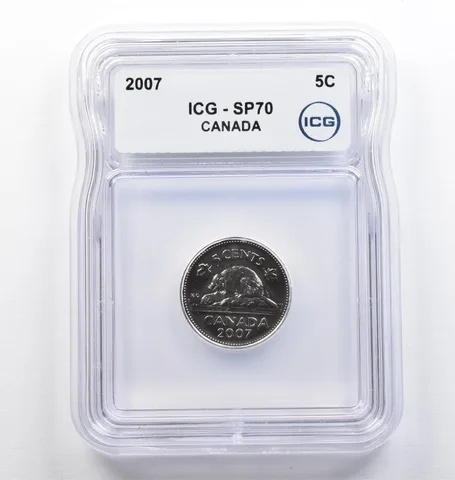 2007 Canada 5 Cents SP70 ICG *9393