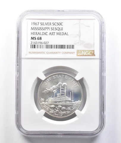 1967 So Called Half Dollar Silver Mississippi MS68 NGC a2563