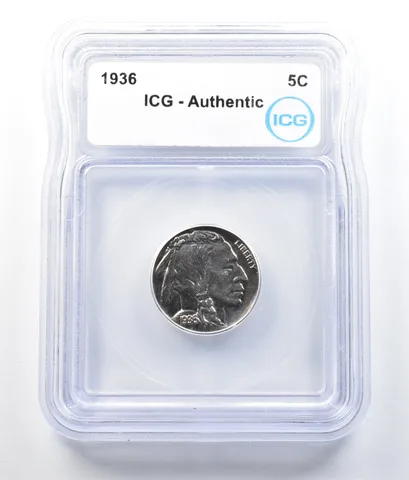 1936 Indian Head Buffalo Nickel Authentic ICG *7849