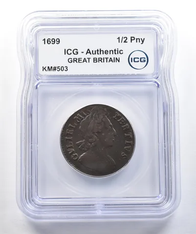 1699 Great Britain Half Penny KM#503 Authentic ICG a7802