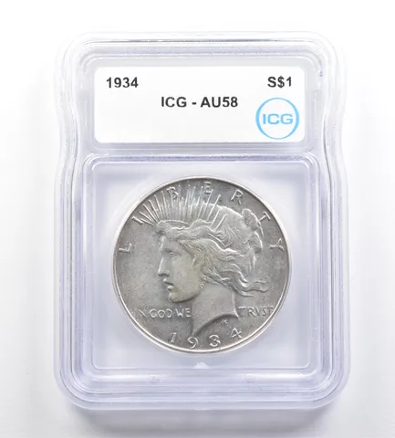 1934 Peace Silver Dollar AU58 ICG *7298