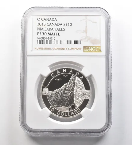 2013 Canada 10 Dollars Silver O Canada Niagara Falls PF70 Matte NGC *8256