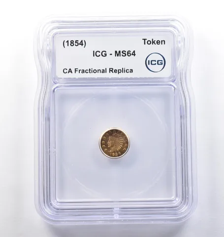 (1854) CA Fractional Gold Style Token Indian Head 1/2 Dollar MS64 ICG *3799