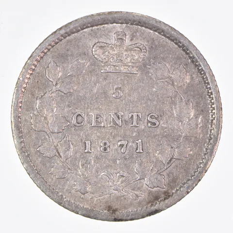 Better Date - 1871 Canada 5 Cents World Coin- Silver *275