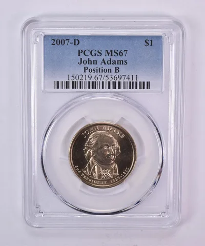 2007-D Presidential $1 John Adams MS67 PCGS Blue Label