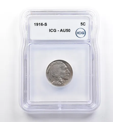 1916-S Indian Head Buffalo Nickel AU50 ICG *9951
