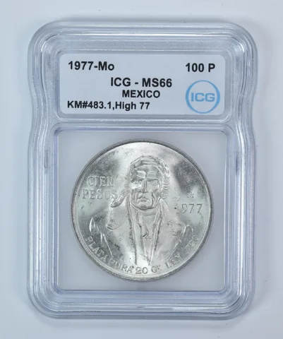 1977 Mo Mexico 100 Pesos KM#483.1 High 77 MS66 ICG