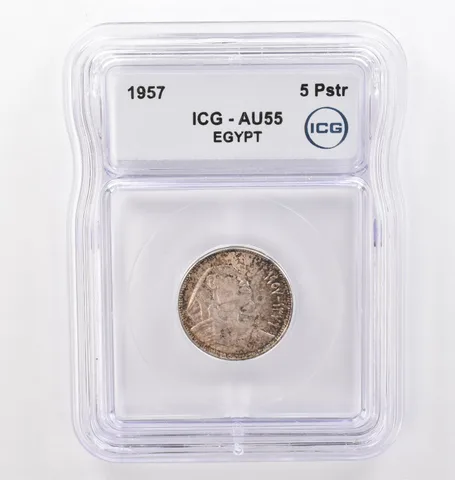 1957 Egypt 5 Piastres AU55 ICG Beautiful Tone *0102