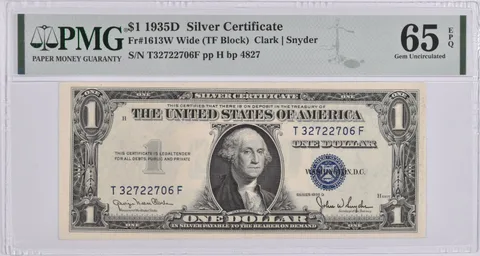 $1 1935-D Silver Certificate Fr#1613W PMG Gem Unc 65 EPQ
