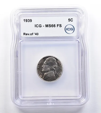 1939 Jefferson Nickel Reverse Of 40 MS66 FS ICG *2040