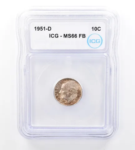1951-D Roosevelt Dime MS66 FB ICG Beautiful Tone a1632