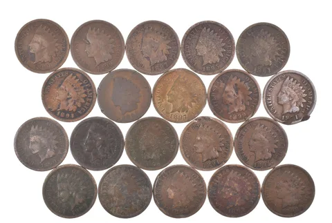 Lot 20 1800's 1890-1899 Indian Head Penny Cents US Coin Collection 2/5 Roll *504