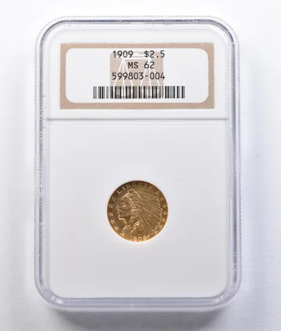 1909 $2.50 Indian Head Gold Quarter Eagle MS62 NGC *2915