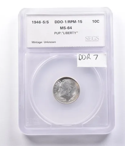 1946-S/S Roosevelt Dime DDO-1/RPM-15 DDR 7 a8190