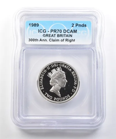 1989 Great Britain 2 Pounds 300th Anniversary Claim Of Right PR70 DCAM ICG *0447