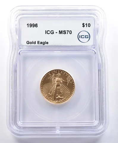 1996 $10 American Gold Eagle 1/4 Oz Gold MS70 ICG