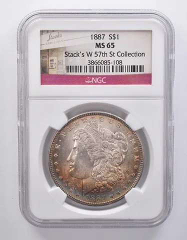 1887 Morgan Silver $1 Stack's W 57th St MS65 NGC Toned *7183