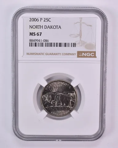 2006-P Washington State Quarter North Dakota MS67 NGC Brown Label