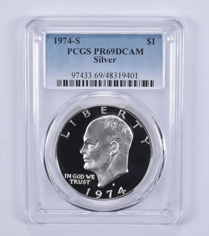 1974-S Eisenhower $1 Silver PR69 DCAM PCGS Blue Label