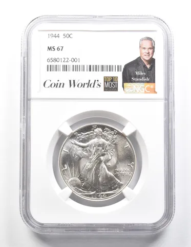 1944 Walking Liberty Half Dollar Miles Standish MS67 NGC *1341