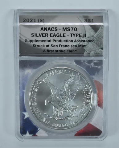 2021-(S) American Silver Eagle Type 2 First Strike MS70 ANACS