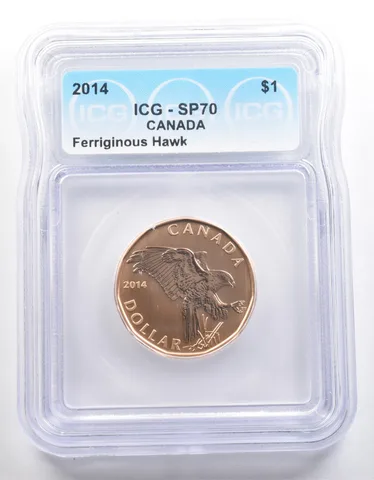 2014 Canada 1 Dollar Ferruginous Hawk SP70 ICG *4010