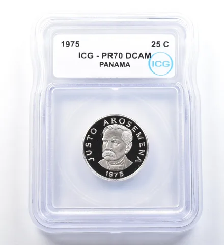 1975 Panama 25 Cents PR70 DCAM ICG a1152