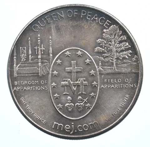 VINTAGE Art Bar/Round - Medjugorje 1 Oz. .999 Silver - One Troy Ounce *922