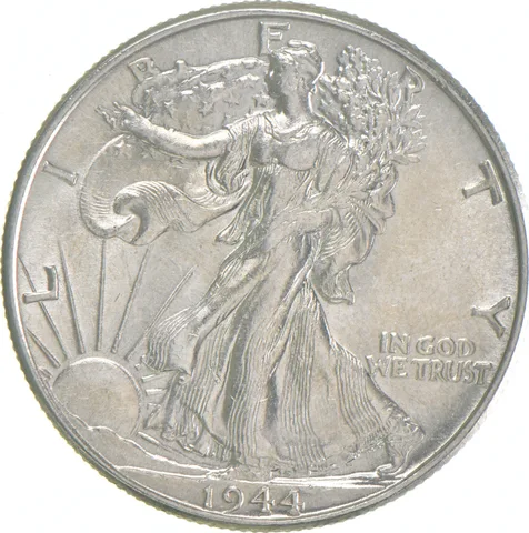AU 1944 (P) Walking Liberty Half Dollar Almost Unc 90% Silver (1pc)