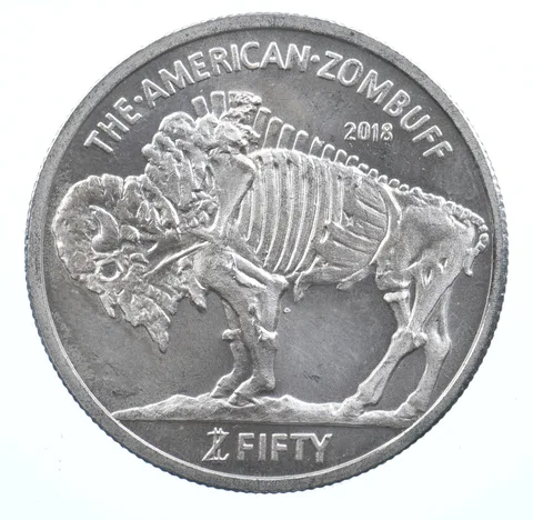 VINTAGE Art Bar/Round 2018 Zombucks American Zombuff .999 Silver 1 T Oz *919