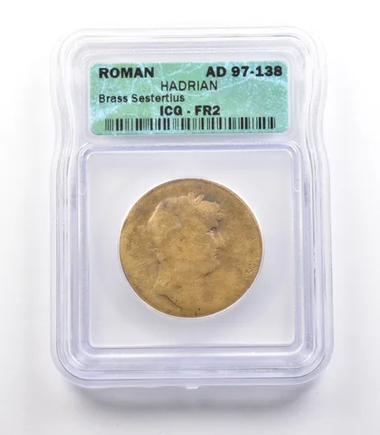AD 97-138 Roman Hadrian Brass Sestertius FR2 ICG *2456