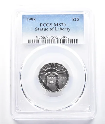 1998 $25 American Platinum Eagle 1/4 Oz Platinum MS70 PCGS a2662