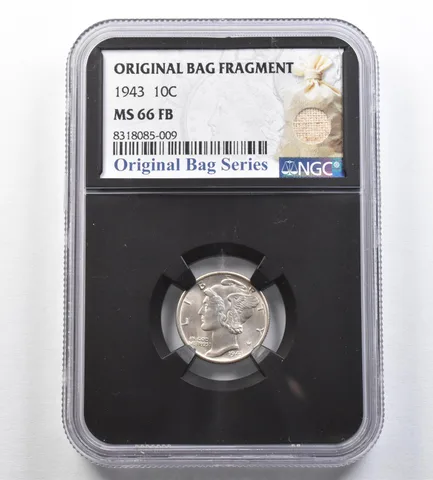 1943 Mercury Dime Original Bag Fragment MS66 FB NGC *0419