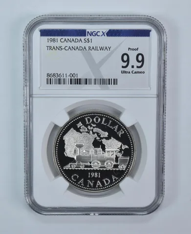 1981 Canada 1 Dollar Silver Trans-Canada Railway Proof 9.9 UCAM NGC X NGCX