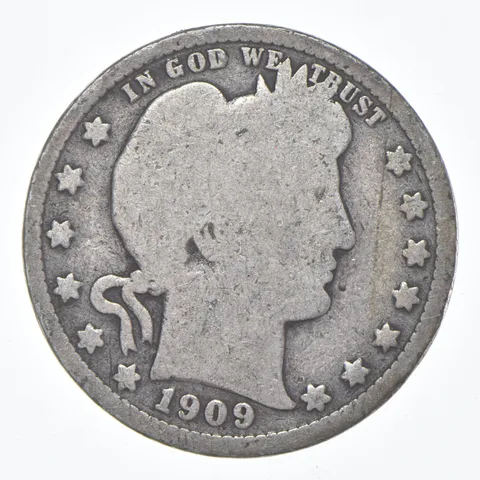 1909-O Barber Quarter Average Circ