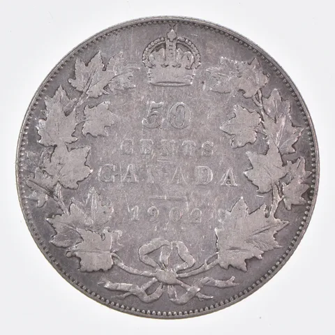 Better Date - 1902 Canada 50 Cents World Coin- Silver *426