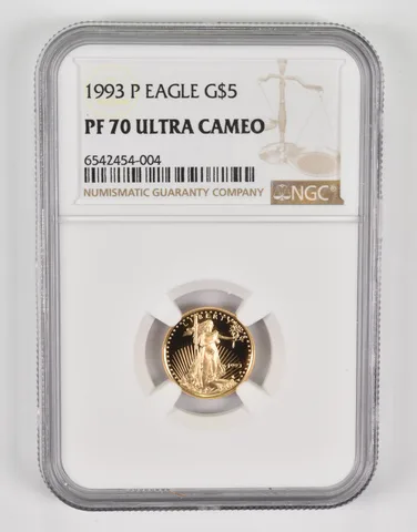 1993-P $5 American Gold Eagle 1/10 Oz Gold PF70 UCAM NGC