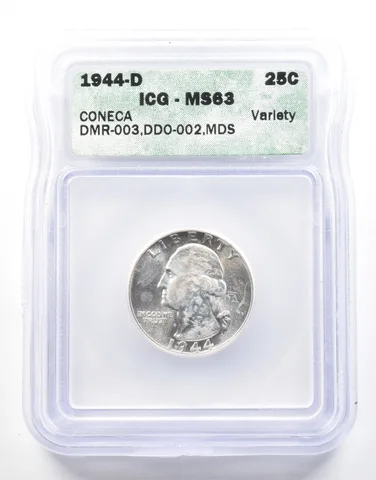 1944-D Washington Quarter Coneca Variety DMR-003 DDO-002 MDS MS63 ICG *2110